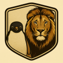 Penguin and Lion Badge